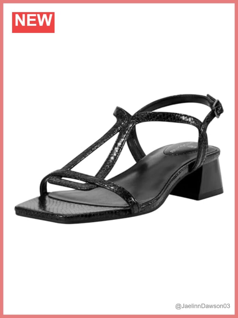Women's Mid Block Heel Sandals Strappy Open Square Toe Ankle Strap
